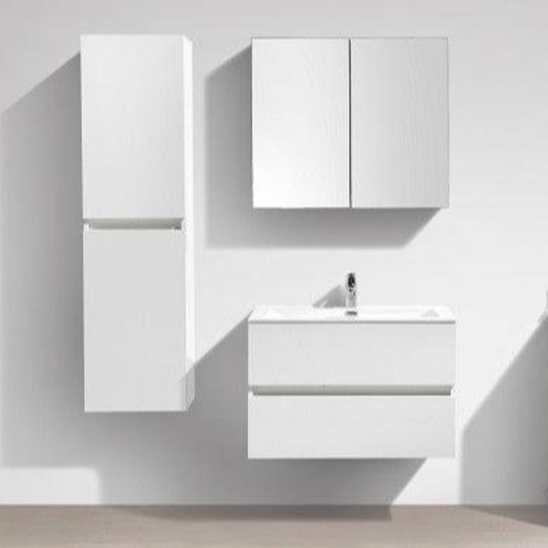 Meuble salle de bain design simple vasque SIENA largeur 80 cm, blanc laqué - Le Monde du Bain