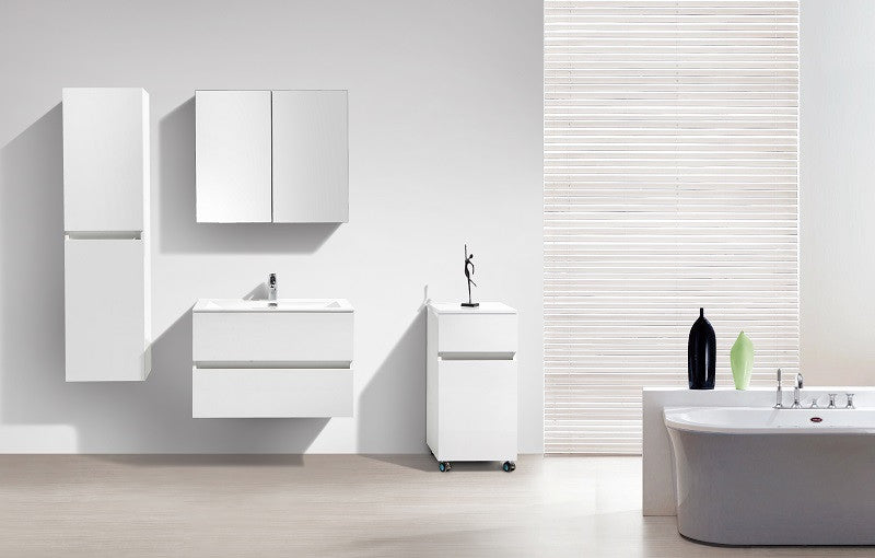 Armoire de toilette bloc-miroir SIENA largeur 80 cm, blanc laqué - Le Monde du Bain
