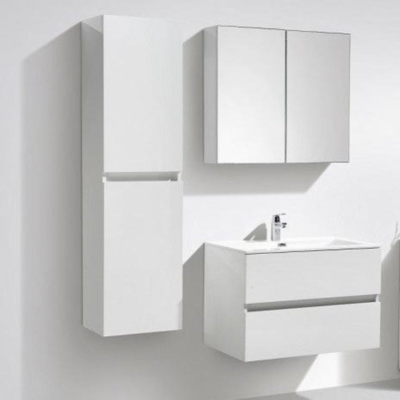 Meuble salle de bain design simple vasque SIENA largeur 80 cm, blanc laqué - Le Monde du Bain