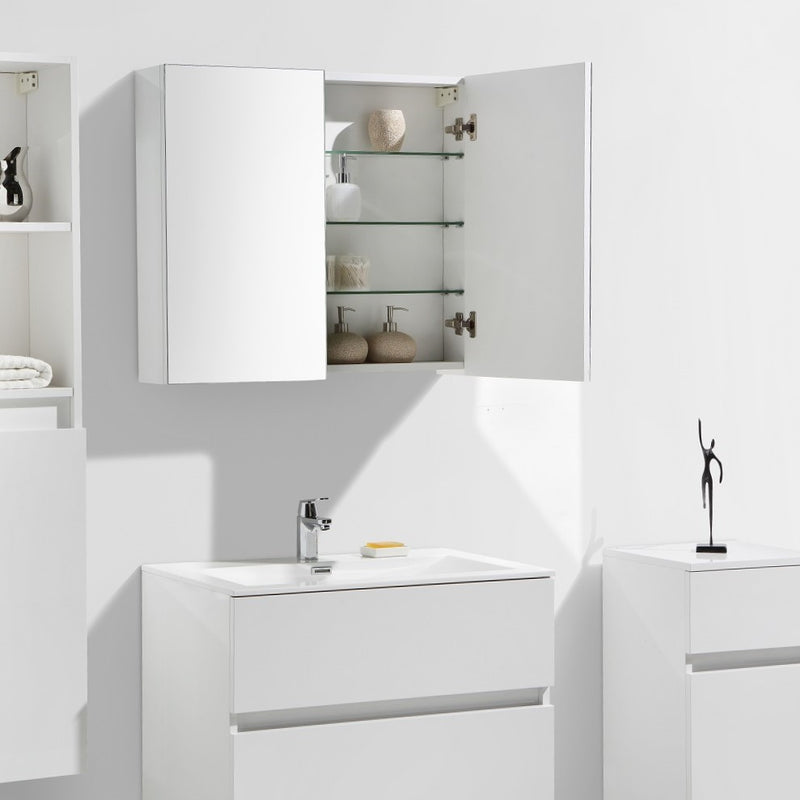 Meuble salle de bain design simple vasque SIENA largeur 80 cm, blanc laqué - Le Monde du Bain