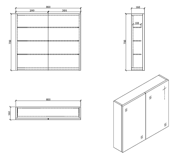 Armoire de toilette bloc-miroir SIENA largeur 80 cm, chêne clair - Le Monde du Bain