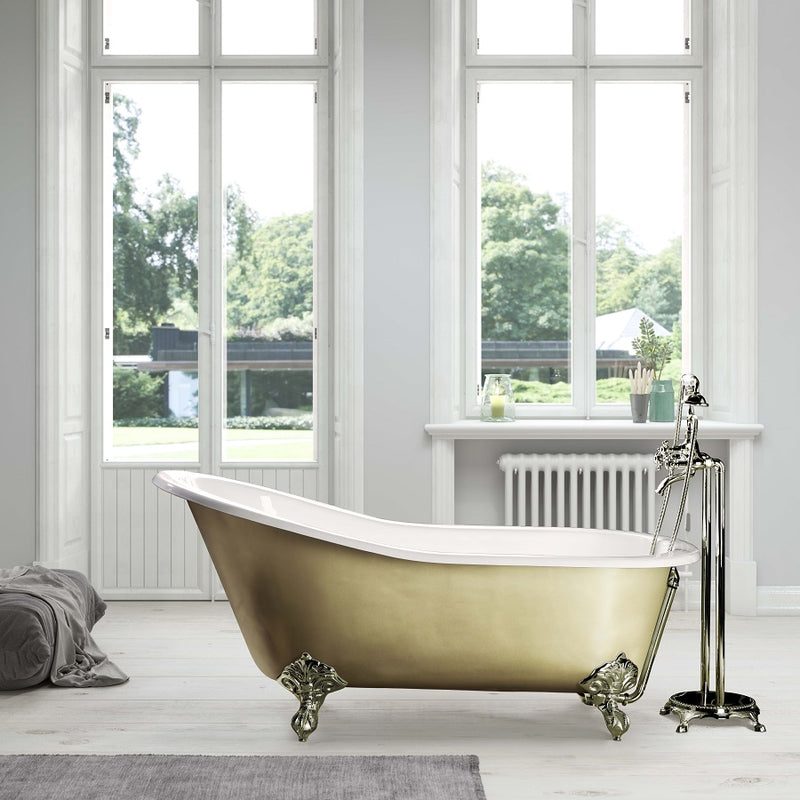 Baignoire sur pieds en fonte ASHFORD dorée or