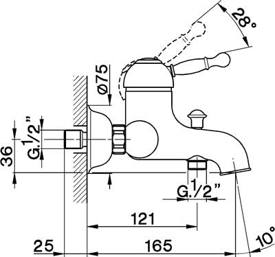 Robinet mitigeur bain/douche mural CISAL ARCANA ROYAL | Commun