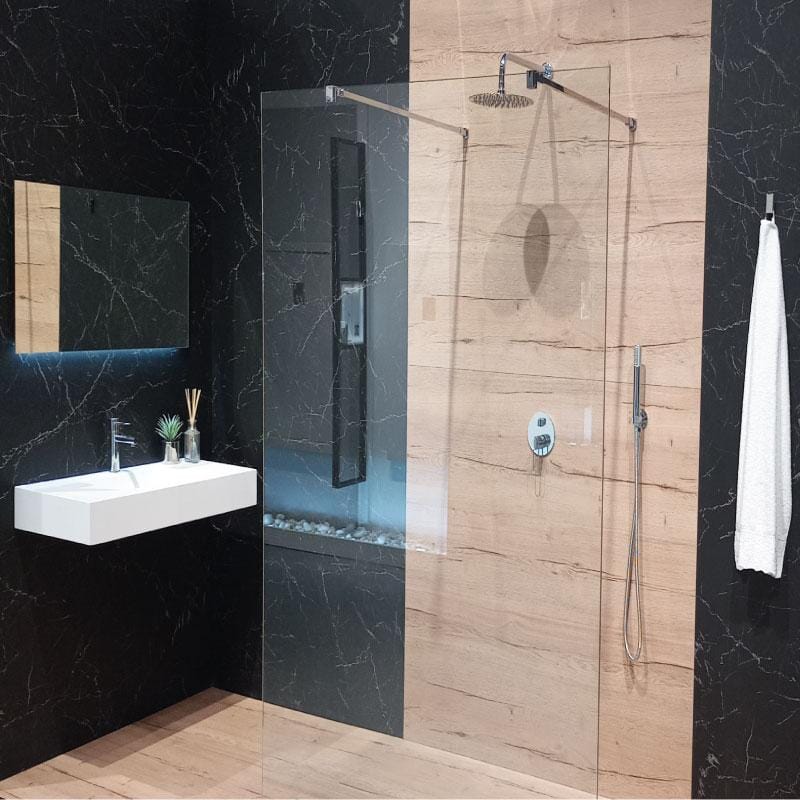 Receveur de douche extra plat DEKOR en résine finition bois brut