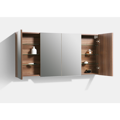 Armoire de toilette bloc-miroir SIENA largeur 144 cm, noyer - Le Monde du Bain