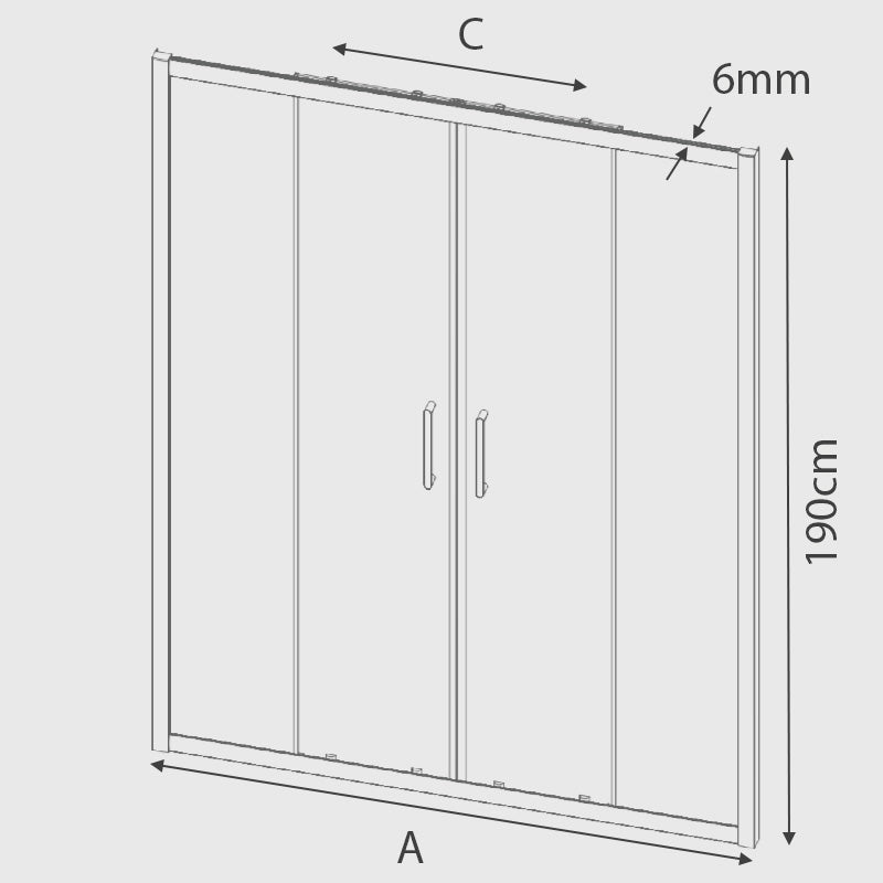 Paroi de douche 2 verres fixes + 2 portes coulissantes BELLA