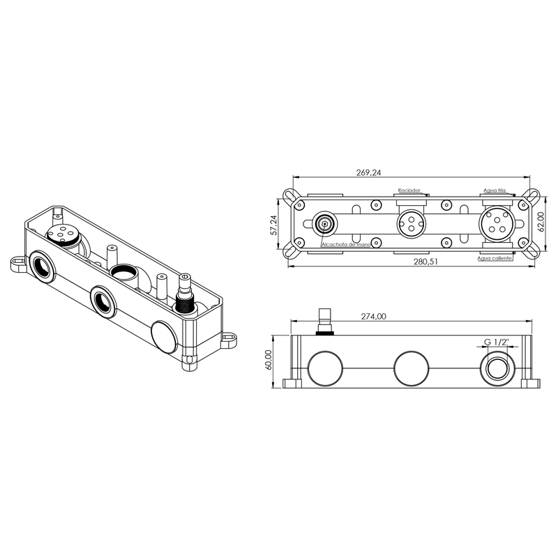 Kit de douche à encastrer TILSO or brossé