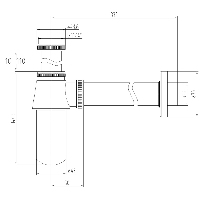 Siphon lavabo rétro en laiton chromé - Le Monde du Bain