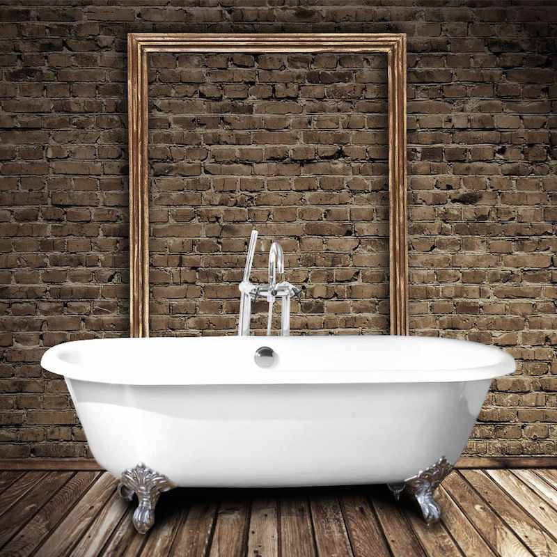 Baignoire ancienne en fonte PLYMOUTH 153 cm Blanche et Pieds chromés, Le Monde du Bain | Pieds chromés