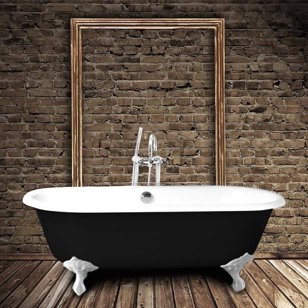 Baignoire ancienne en fonte PLYMOUTH Noire - Le Monde du Bain | Pieds blancs