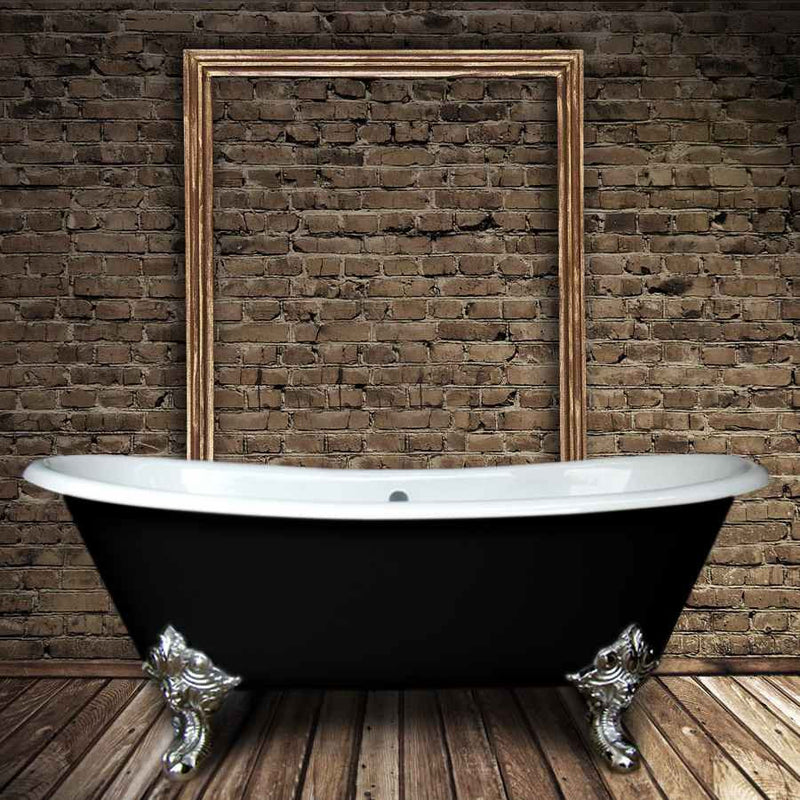 Baignoire ancienne en fonte BRADFORD Noire et Pieds chromés - Le Monde du Bain - 1 | Pieds chromés