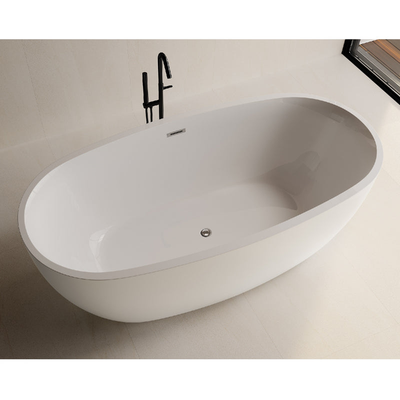 Baignoire îlot design ovale DENVER blanche vue de trois quart