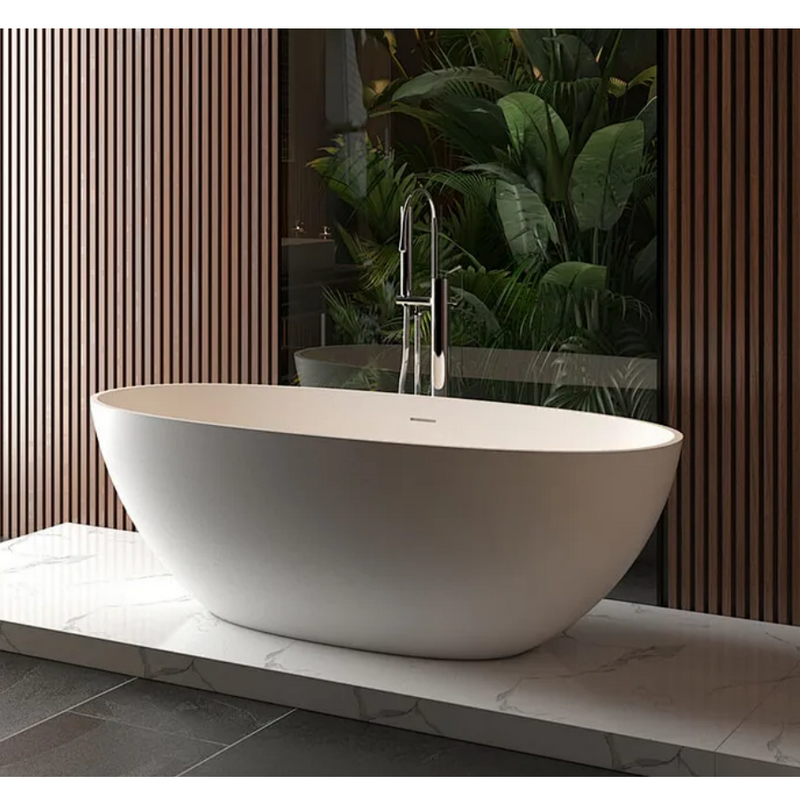 Baignoire îlot design en solid surface ovale MALMO - Le Monde du Bain