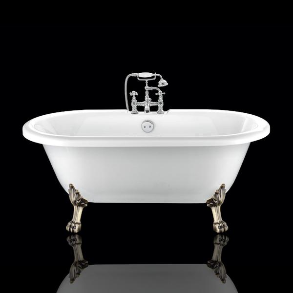 Baignoire ancienne CHELSEA Blanche - Le Monde du Bain | Pieds de Lion Bronze jaune vieilli