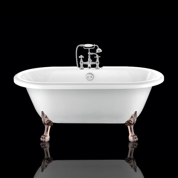 Baignoire ancienne CHELSEA Blanche - Le Monde du Bain | Pieds de Lion Cuivre rouge vieilli