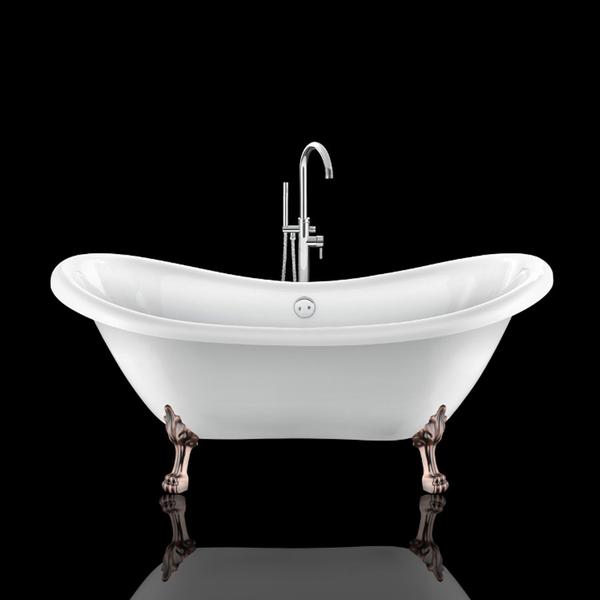 Baignoire ancienne DARLINGTON Blanche - Le Monde du Bain | Pieds de Lion Cuivre rouge vieilli