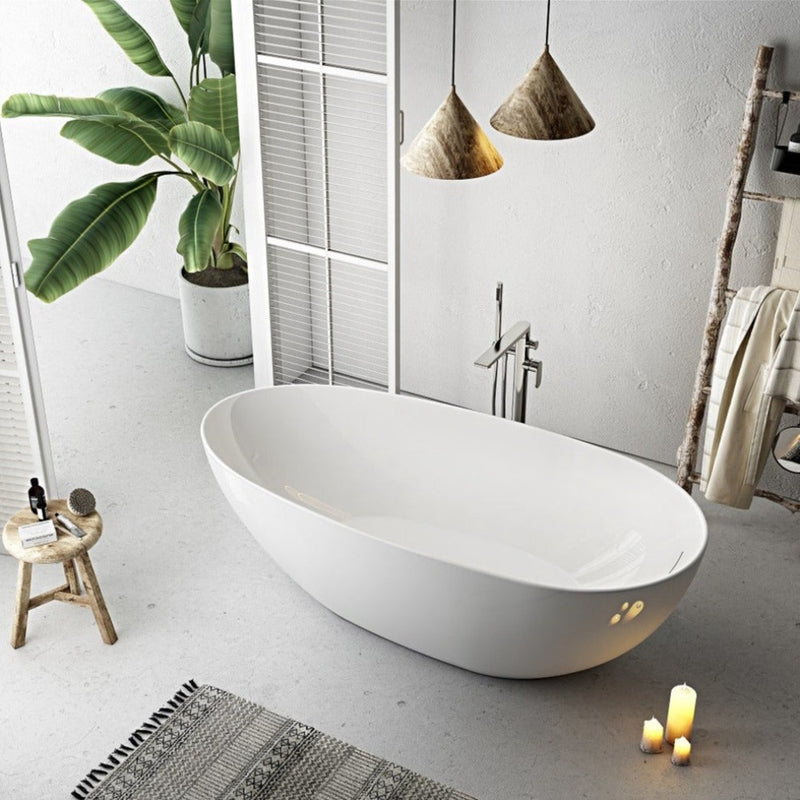 Baignoire îlot design ovale FLORIDA blanche brillante  - Le Monde du Bain