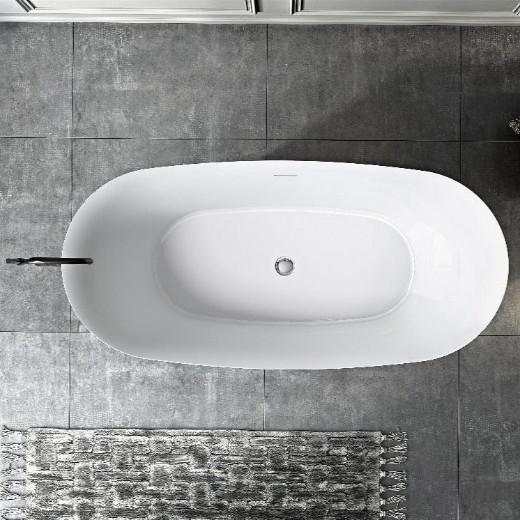 Baignoire îlot design ovale PALMA blanche brillante ou mate