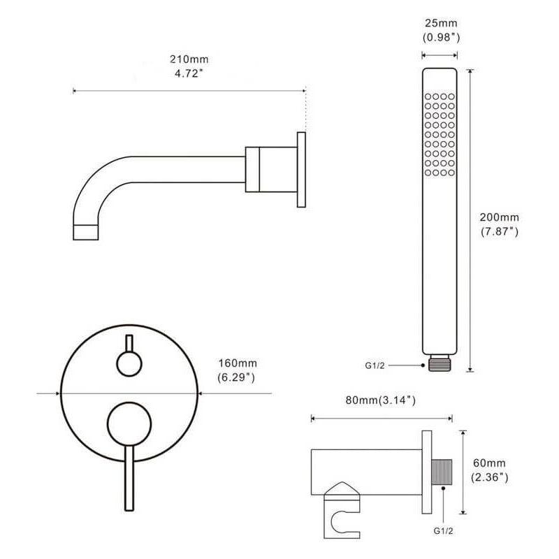 Mitigeur baignoire à encastrer avec douchette CARLOW chromé