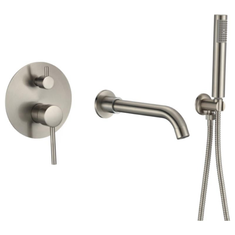 Mitigeur baignoire à encastrer avec douchette CARLOW acier brossé