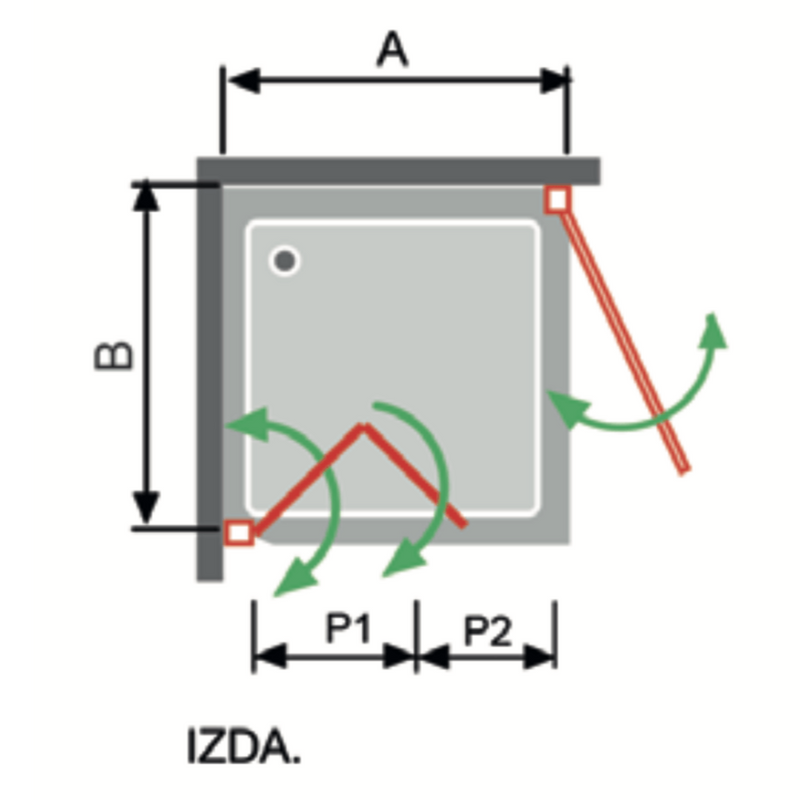 Paroi de douche accès en angle NARDI 1 porte pivotante + 1 porte pliante à gauche