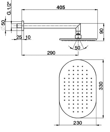 Tête de douche avec bras CISAL ROADSTER CASCADE - Le Monde du Bain