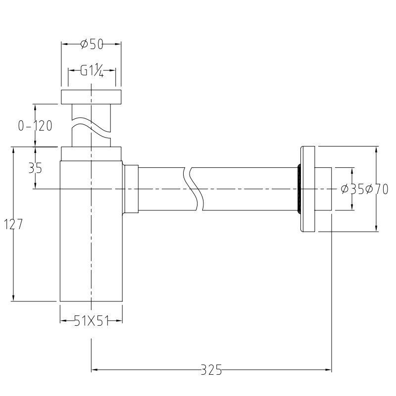 Siphon lavabo design finition or brossé