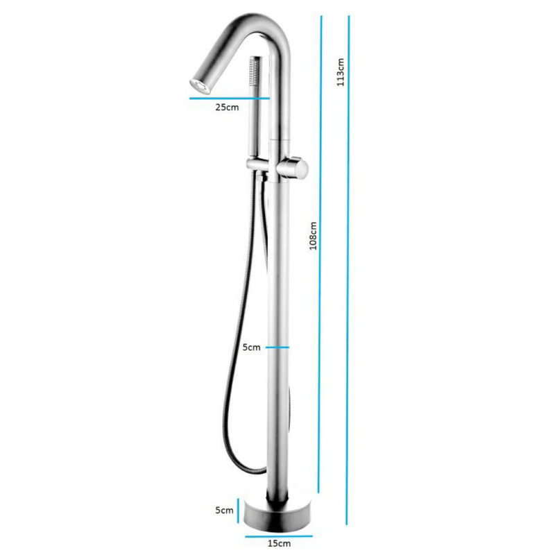 Dimensions - Robinet mitigeur bain/douche sur pied PILOS chromé - Le Monde du Bain