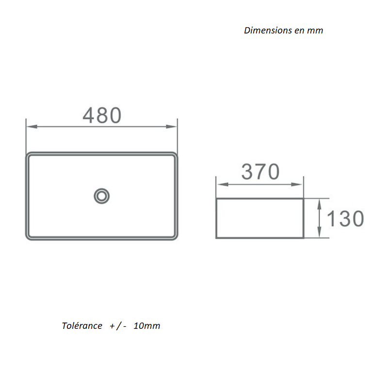 Dimensions - Vasque à poser en céramique CORDOBA - Le Monde du Bain