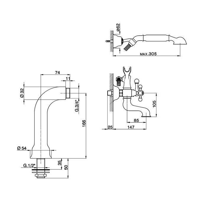 Robinet mélangeur rétro sur plage CISAL ARCANA avec support douchette - Le Monde du Bain  | Commun