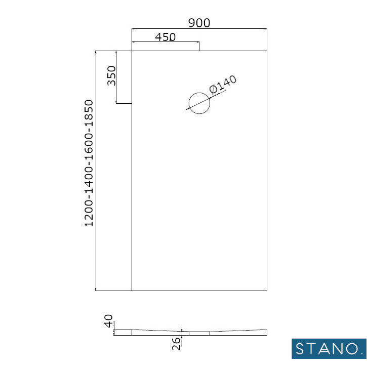 Dimensions receveur de douche à carreler DINO 4 pentes