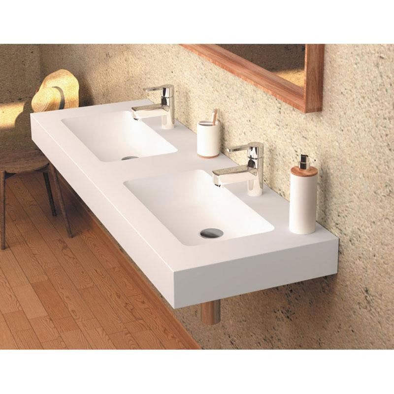 Double vasque suspendue en sanydur CARDIFF MURO - Le Monde du Bain