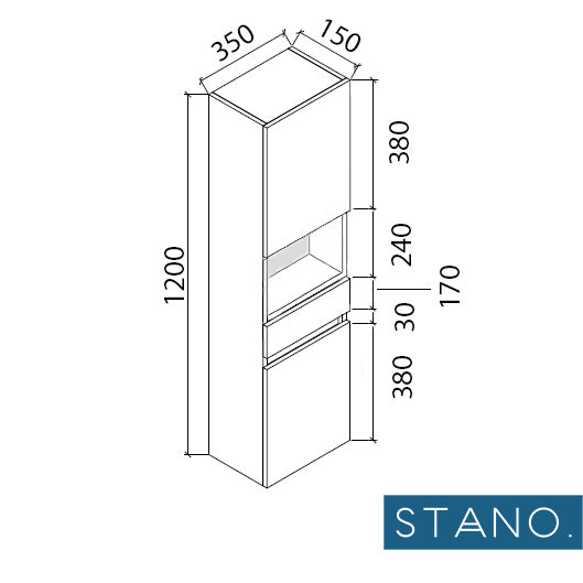 Grande armoire de rangement ESSENTIEL hauteur 120 cm, mélaminé blanc