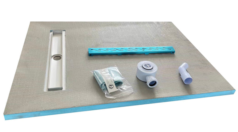 Receveur de douche à carreler ELIO 4 pentes avec grille linéaire et bonde