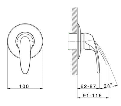 Robinet mitigeur bain/douche mural encastré CISAL FLASH - Le Monde du Bain
