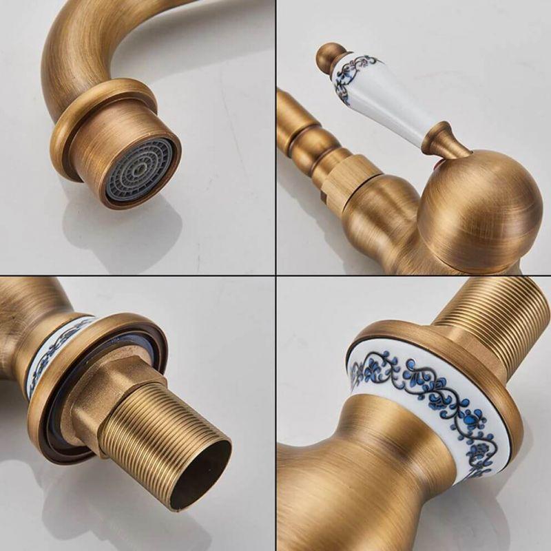 Mitigeur lavabo rehaussé rétro FLORINA or ancien