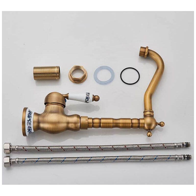 Mitigeur lavabo rehaussé rétro FLORINA or ancien