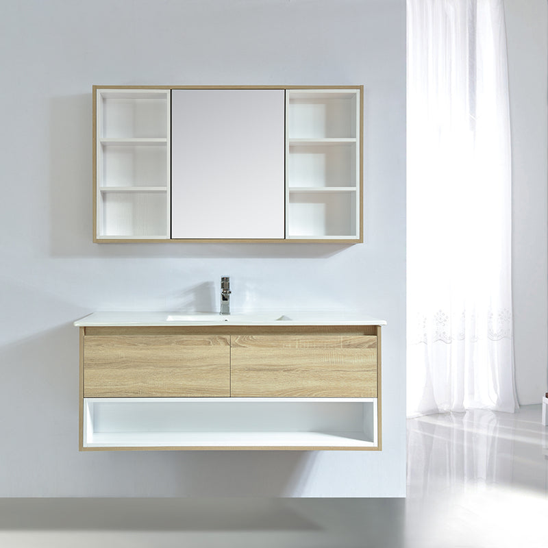 Armoire de toilette bloc-miroir 120 cm FRAME finition mélaminé chêne