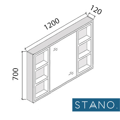 Armoire de toilette bloc-miroir 120 cm FRAME finition mélaminé chêne