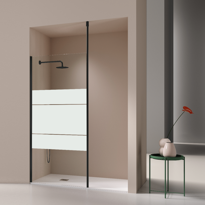 Paroi de douche fixe FRESH LAVANTE profil noir mat- Le Monde du Bain