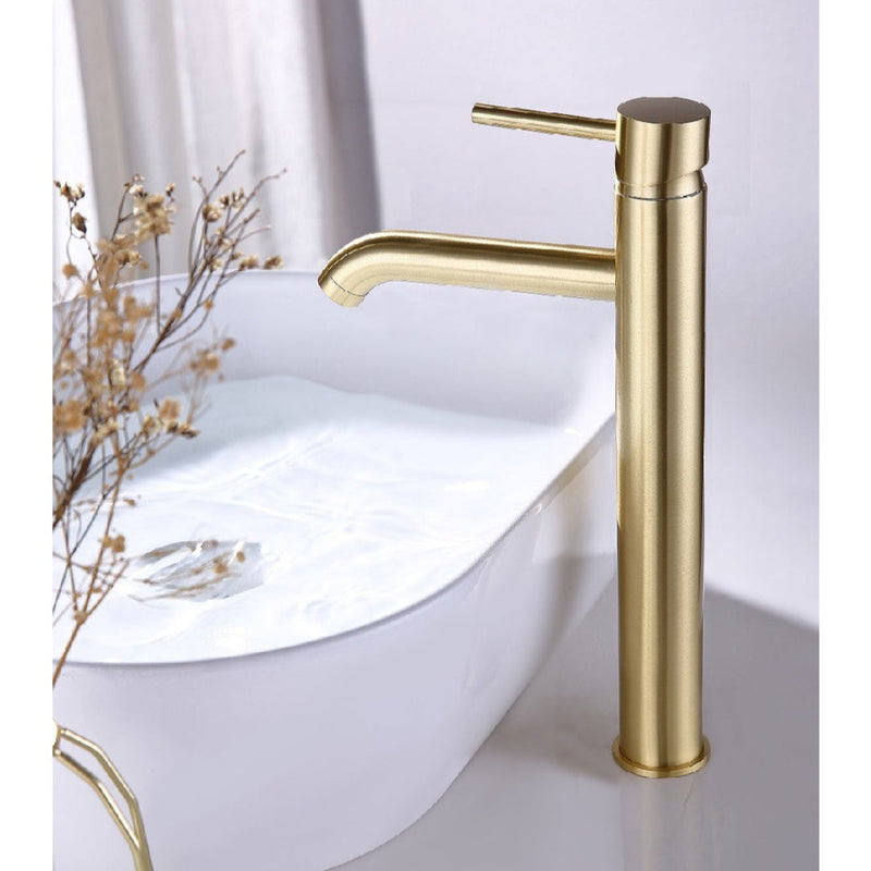 Robinet mitigeur lavabo réhaussé PICO or brossé