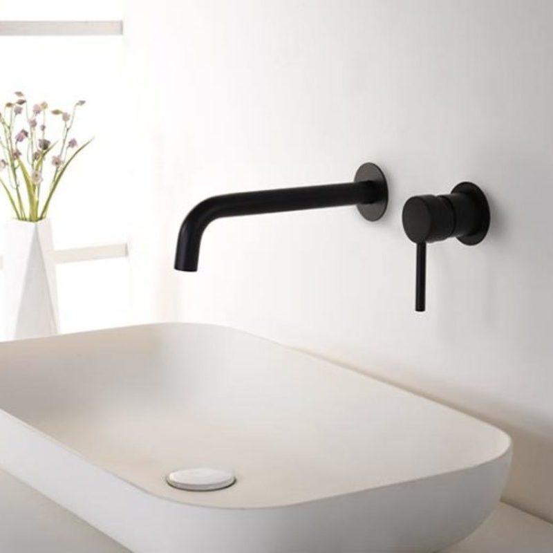 Robinet mitigeur mural encastré ETNA noir mat