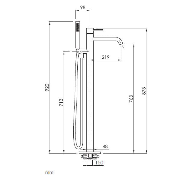 Robinet mitigeur sur pied LOOP pour baignoire 6 coloris
