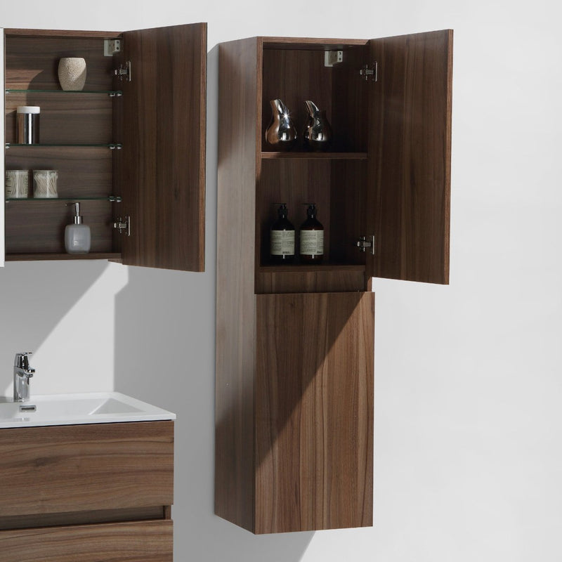 Grande armoire de rangement SIENA hauteur 150 cm, noyer - Le Monde du Bain