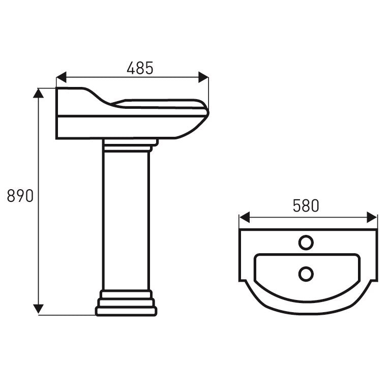 Lavabo rétro sur colonne ABERY 58 cm en céramique