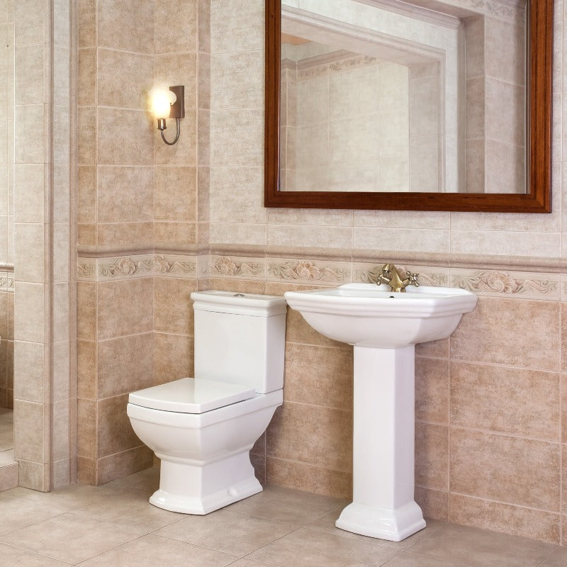 Lavabo rétro sur colonne DERBY 60 cm en céramique