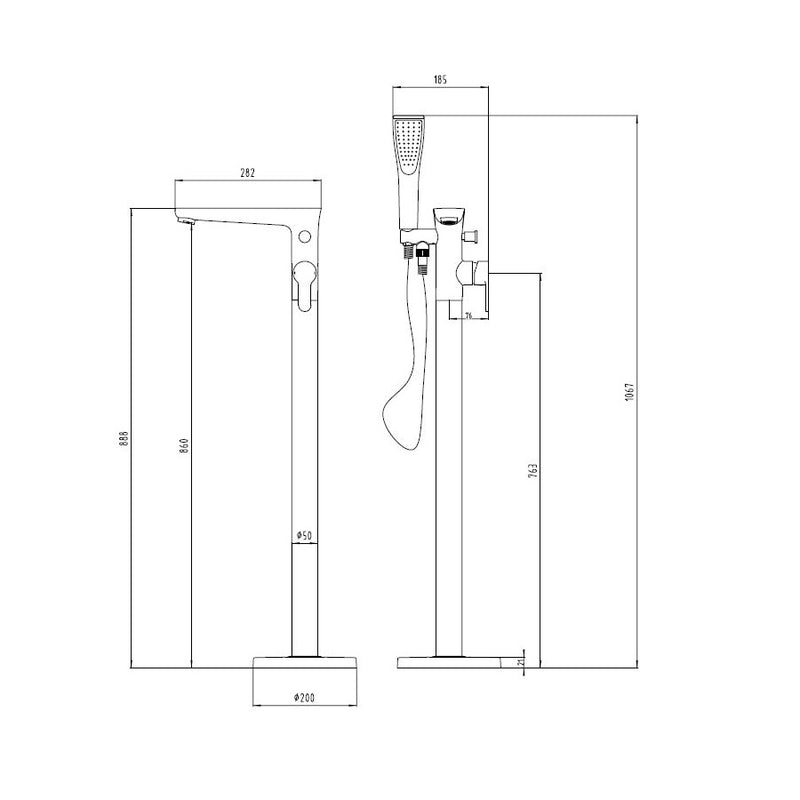 Robinet mitigeur baignoire sur pied KIATO