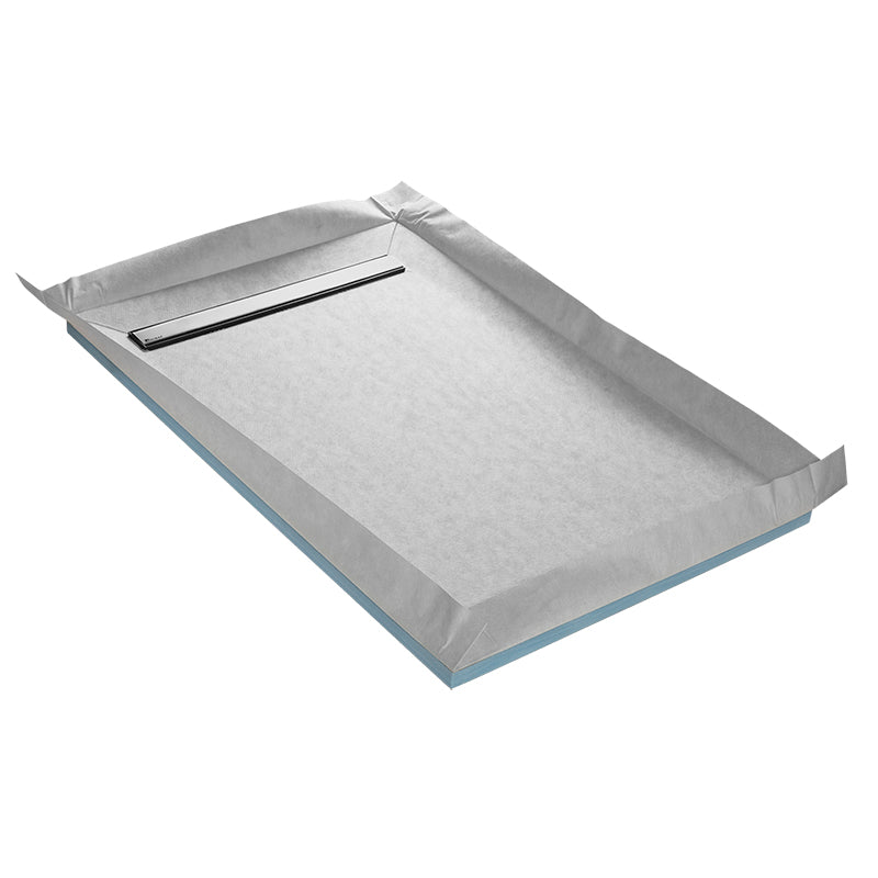 Receveur à carreler LINEBOARD 4 pentes 120x120 cm avec natte étanche et siphon ultra plat