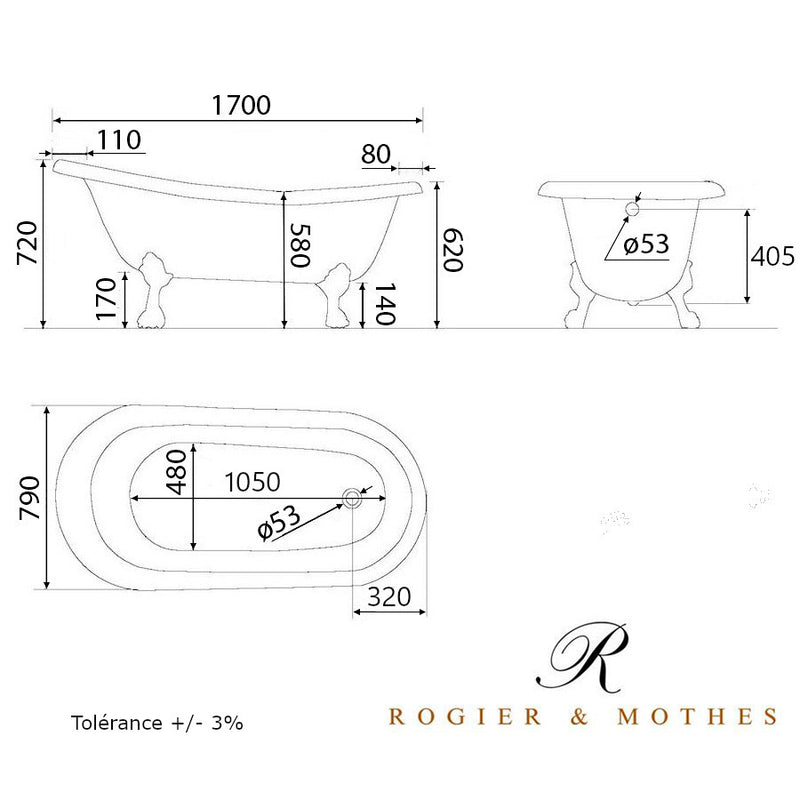 Baignoire sur pieds en fonte LIVINGSTON Noire