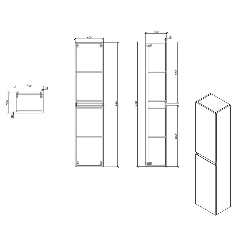Grande armoire de rangement VERONA hauteur 176 cm, blanc laqué